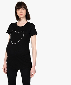 GEMO Tee-shirt de grossesse avec inscription en forme de cœur Noir