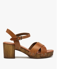 sandales femme unies a talon imitation bois marron standardB837701_1