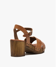 sandales femme unies a talon imitation bois marron standardB837701_4