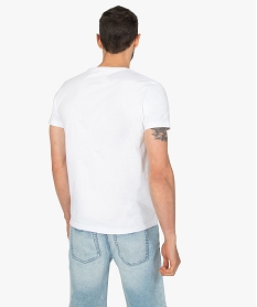 tee-shirt homme a manches courtes imprime tete de mort fleurie blanc tee-shirtsB839701_3