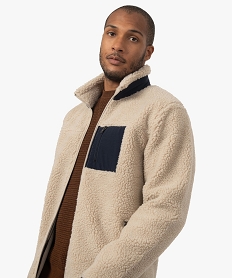 GEMO Veste polaire homme zippé en sherpa Beige