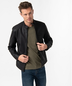 GEMO Blouson homme esprit motard Noir