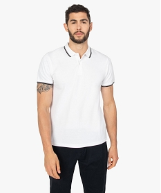 polo homme a manches courtes a lisere contrastant blanc polosB966101_1