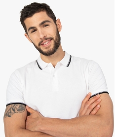 polo homme a manches courtes a lisere contrastant blanc polosB966101_2