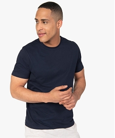 GEMO Tee-shirt homme à manches courtes uni Bleu