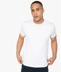 GEMO Tee-shirt homme à manches courtes uni Blanc