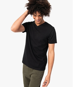 GEMO Tee-shirt homme à manches courtes et col V Noir