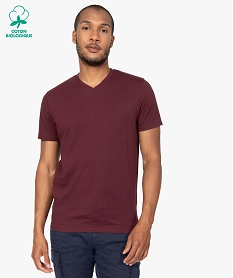 GEMO Tee-shirt homme à manches courtes et col V Rouge