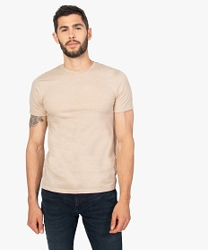 GEMO Tee-shirt homme à manches courtes et fines rayures Beige