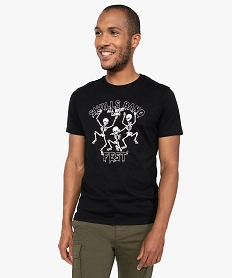 GEMO Tee-shirt homme à manches courtes et motif squelettes Noir