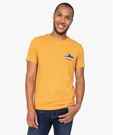 GEMO Tee-shirt homme à manches courtes avec petit motif Jaune