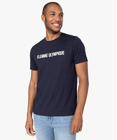 GEMO Tee-shirt homme à manches courtes à message humoristique Bleu