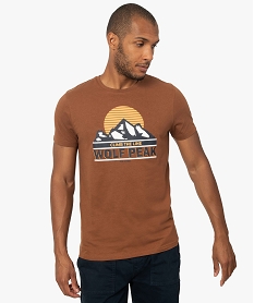 GEMO Tee-shirt homme avec motif montagne Brun