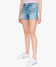 GEMO Short femme en jean aspect usé Bleu