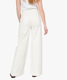 pantalon femme en toile epaisse coupe flare blanc pantalonsB986701_3