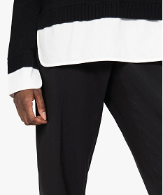 pantalon femme aspect lainage avec taille elastiquee noir pantalonsB987301_2