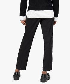 pantalon femme aspect lainage avec taille elastiquee noirB987301_3
