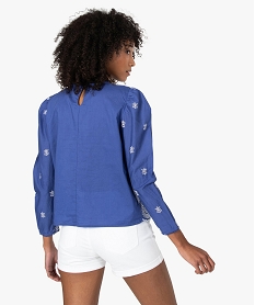 blouse femme avec broderies ajourees bleu blousesB995101_3