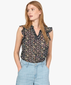 GEMO Blouse femme en voile sans manches Imprimé