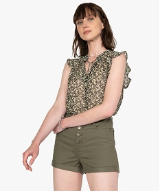 GEMO Blouse femme en voile sans manches Imprimé