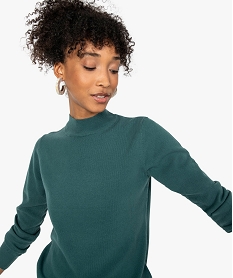 GEMO Pull femme col montant coloris uni Vert