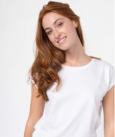 tee-shirt a manches courtes et col rond femme blanc t-shirts manches courtesC019101_2