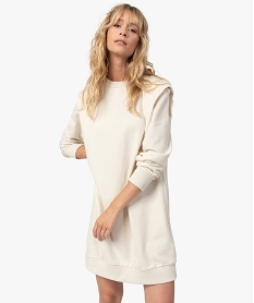 GEMO Robe femme sweat avec épaulettes - LuluCastagnette Beige