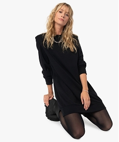 GEMO Robe femme sweat avec épaulettes - LuluCastagnette Noir