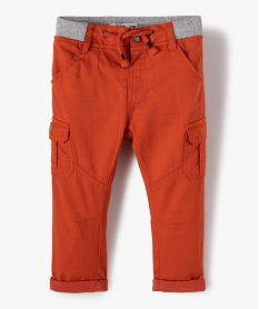 GEMO Pantalon coupe cargo doublé avec taille élastique bébé garçon Orange