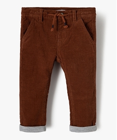 GEMO Pantalon bébé garçon en velours doublé jersey Brun