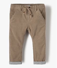 GEMO Pantalon bébé garçon en velours doublé jersey Beige