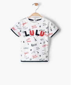 tee-shirt bebe garcon inscriptions rock – lulucastagnette blanc tee-shirts manches courtesC041601_2