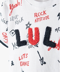 tee-shirt bebe garcon inscriptions rock – lulucastagnette blanc tee-shirts manches courtesC041601_3