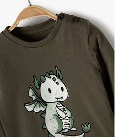 tee-shirt bebe garcon imprime fantaisie vert tee-shirts manches longuesC044301_2