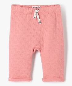 GEMO Pantalon bébé fille en maille effet matelassé Rose