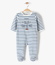 GEMO Pyjama bébé rayé en velours  avec inscription brodée Imprimé