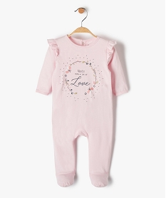 GEMO Pyjama bébé fille en jersey avec volants sur les épaules Rose