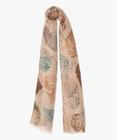 GEMO Foulard femme pailleté avec motif feuillage Brun