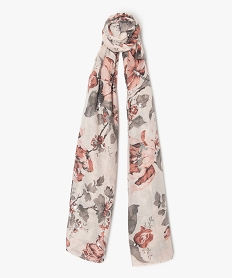 GEMO Foulard femme à fleurs et détails argentés Rose