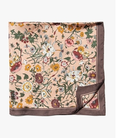 GEMO Foulard femme carré petit format à imprimé fleuri Rose