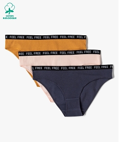 GEMO Culotte femme côtelée avec ceinture élastiquée (lot de 3) Multicolore