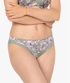 GEMO Culotte femme à motifs fleuris et dentelle Imprimé