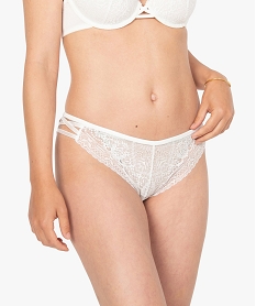 GEMO Culotte femme en dentelle et brides côtés Blanc