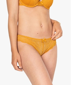 GEMO Culotte femme en microfibre et dentelle (lot de 2) Orange