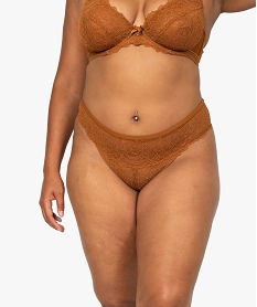 GEMO Culotte femme grande taille en tulle et dentelle Orange