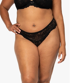 GEMO Culotte femme grande taille en tulle et dentelle Noir