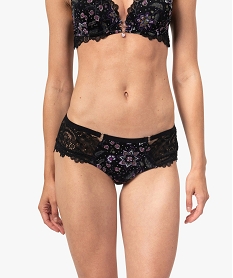 GEMO Shorty femme en dentelle et tulle fleurie Imprimé