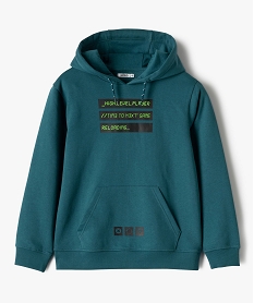 GEMO Sweat garçon à capuche avec motif ou inscription Bleu