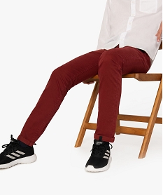 GEMO Pantalon garçon chino uni à revers Rouge