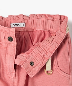 pantalon fille ample avec taille haute et ceinture tressee rose pantalonsC156201_3